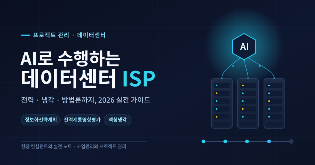 AI 코어가 데이터센터 서버랙 및 ISP 단계별 로드맵과 연결된 'AI로 수행하는 데이터센터 ISP' 블로그 대표이미지